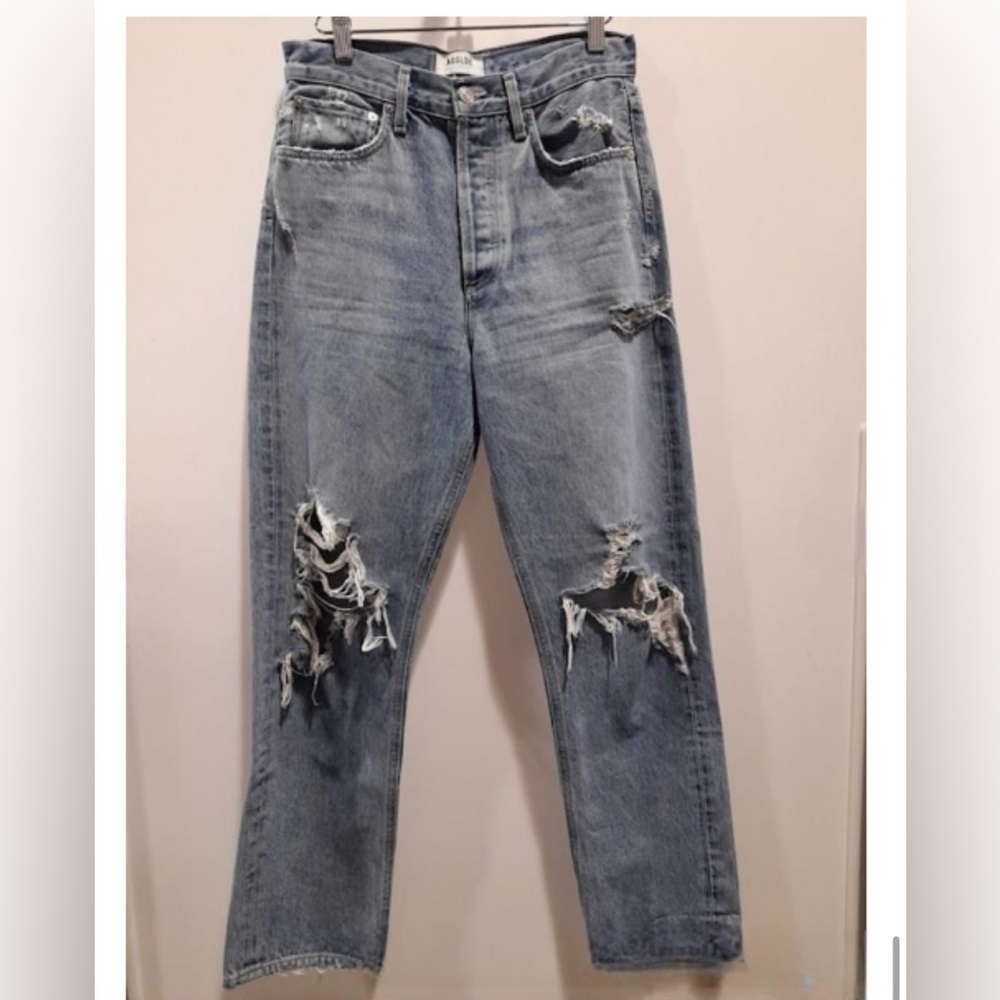 AGOLDE Women's Distressed 90's Mid Rise Blue Size 25 Jeans